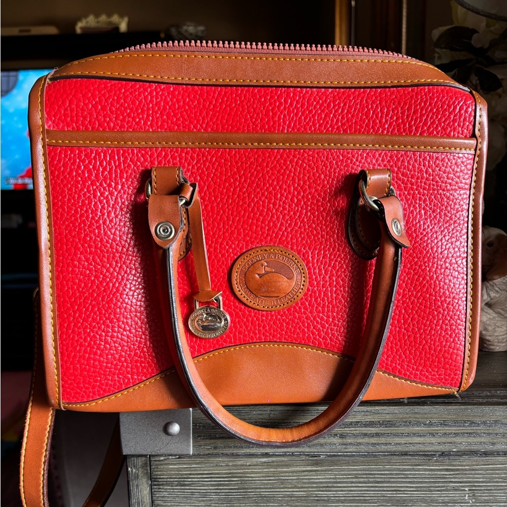 Dooney & Bourke Red and Brown Leather Satchel